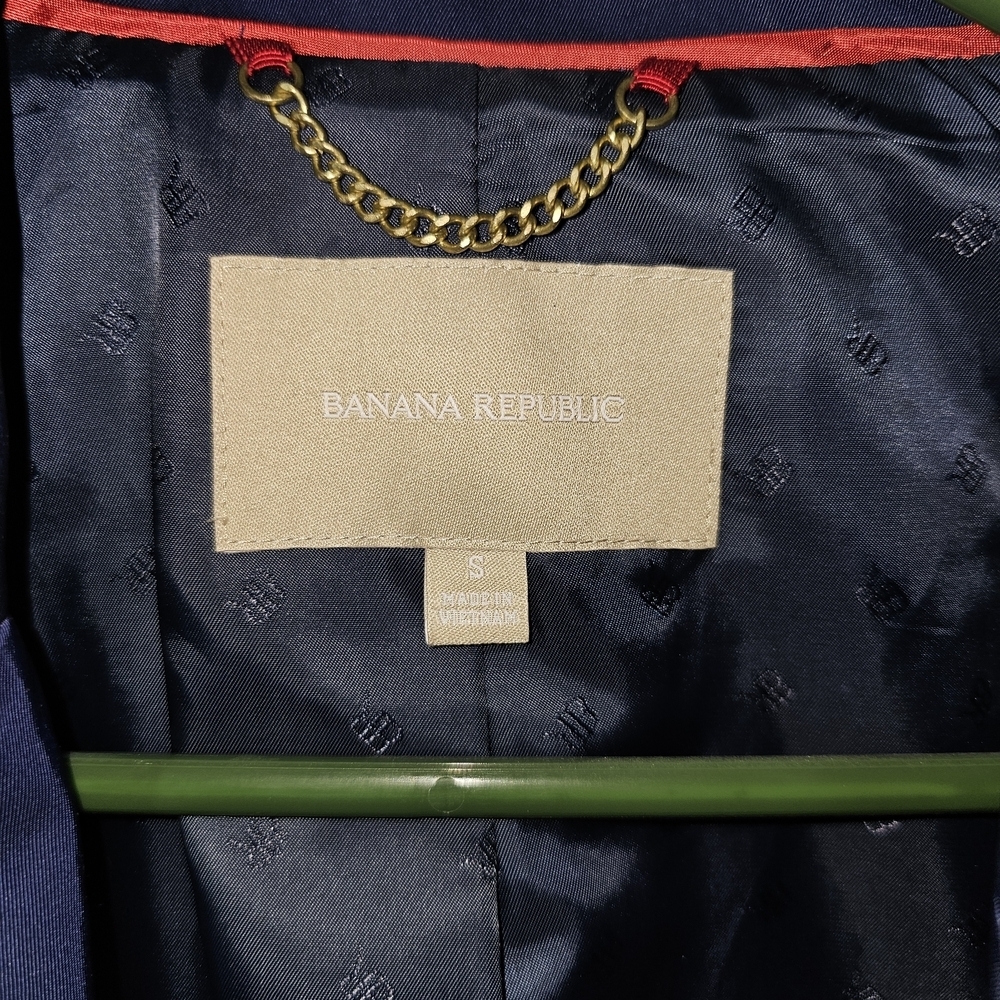 Banana Republic Navy Trench Coat with White Accents - Picture 2 of 6